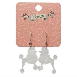 Erstwilder Poodle French Dog White Ripple Resin Fishhook Pierced Earrings